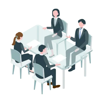 4人でグループディスカッションをしているイメージ