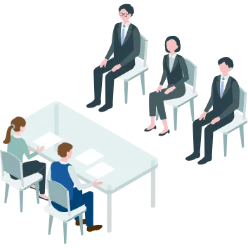 集団面接をしているイメージ