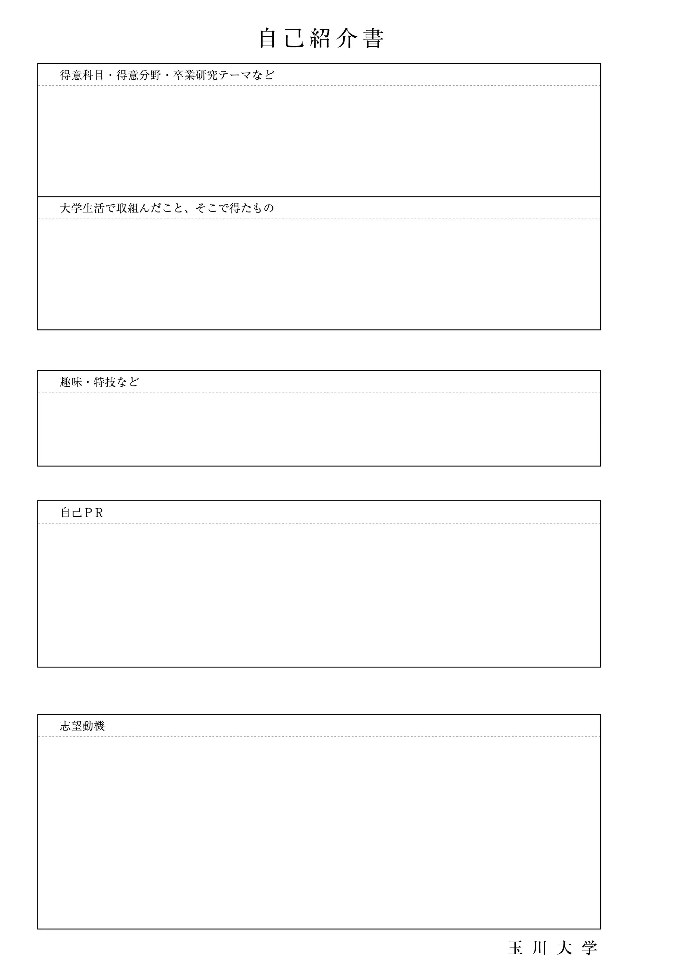 大学指定〈A4×2枚版〉履歴書・自己紹介書2