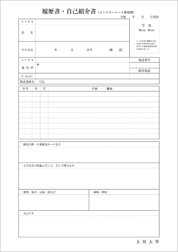大学指定〈A4版〉（エントリーシート併用型）