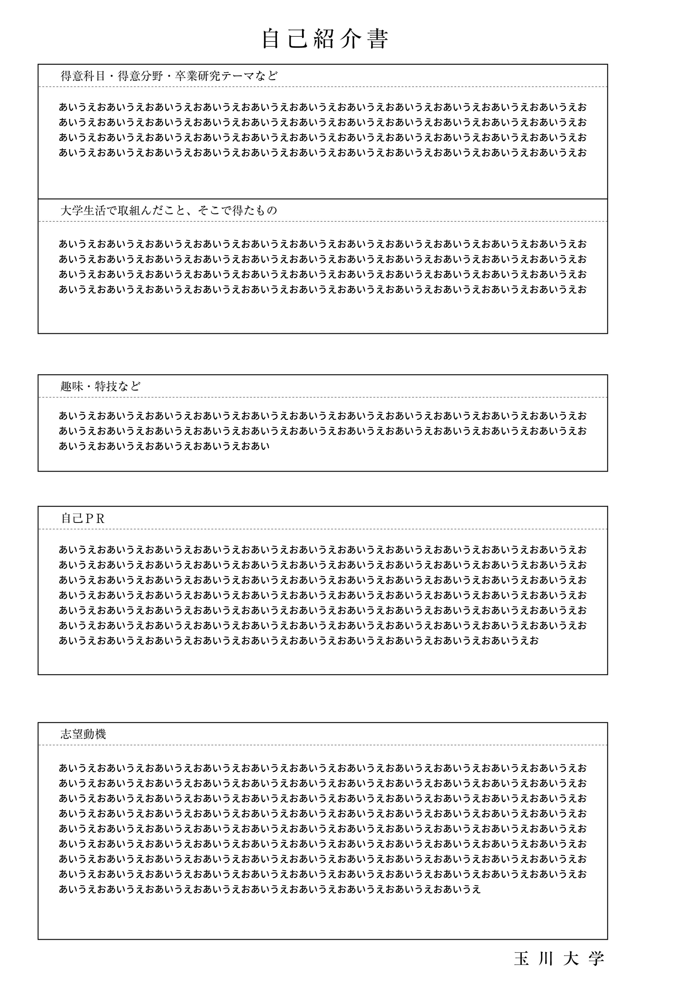 大学指定〈A4×2枚版〉履歴書・自己紹介書2